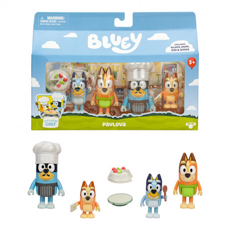 BLUEY 4 FIGURAS LETS PLAY CHEF 