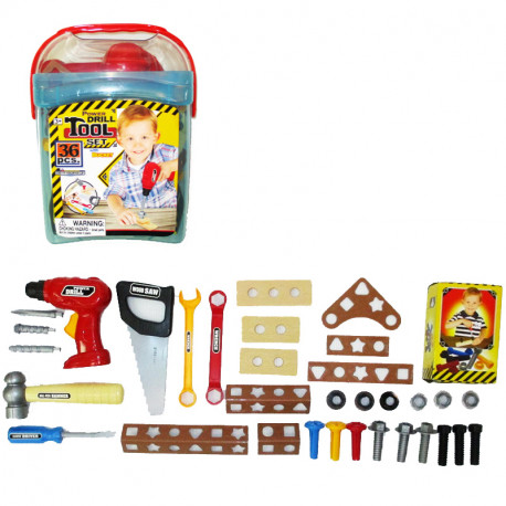 CUBO DE HERRAMIENTAS PEQUEÑO CON TALADRO (36 PCS)