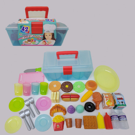CAJA CON JUEGO DE COMIDA RAPIDA ( 42 PCS )