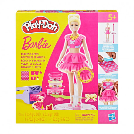 PLAYDOH BARBIE DISEÑADOR DE MUÑECAS VOLANTES Y LAZOS