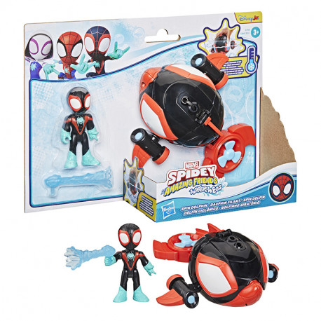 SPIDEY WATREWEBS FIGURAS DE ACCION Y VEHICULO DELFIN CICLONICO
