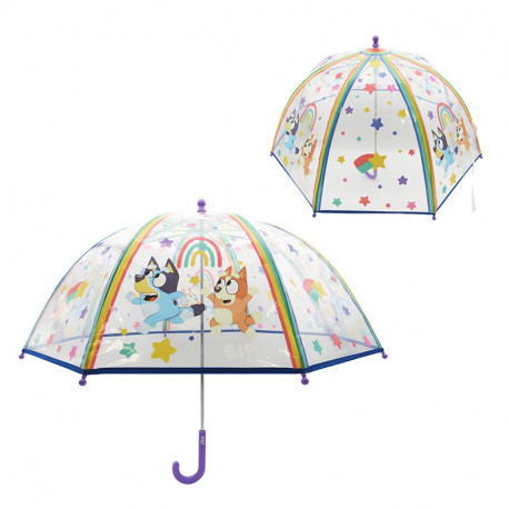 BLUEY PARAGUAS MANUAL INFANTIL TRANSPARENTE BURBUJA 48 CM
