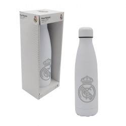 REAL MADRID BOTELLA BLANCA CON PLATA RUBBERIZADA DE DOBLE PARED