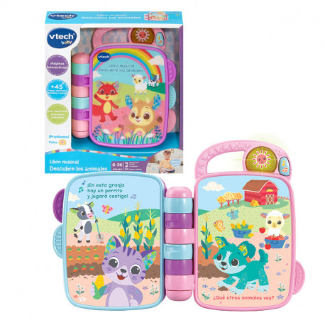 LIBRO MUSICAL DESCUBRE LOS ANIMALES ROSA