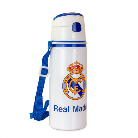 BOTELLA ALUMINIO CON ASA 600ML REAL MADRID 