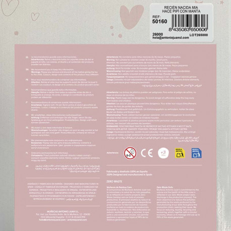 MUÑECA RECIEN NACIDA MIA HACE PIPI CON MANTA 42 CM