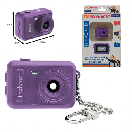 MINI CAMARA DIGITAL LLAVERO LUZ MORADO CON MEMORIA FLASH INCORPORADA