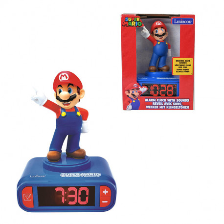 RELOJ DESPERTADOR CON SONIDOS SUPER MARIO