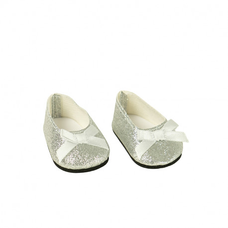SET ZAPATOS PLATEADO PULPURINA PARA MUÑECOS DE 45 CM 