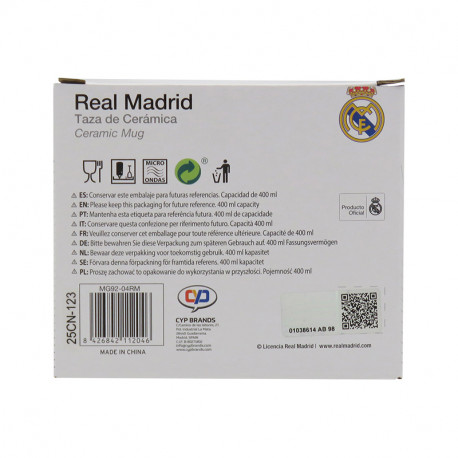 REAL MADRID TAZA BLANCA BICOLOR CAJA