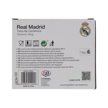 REAL MADRID TAZA AZUL BICOLOR CAJA