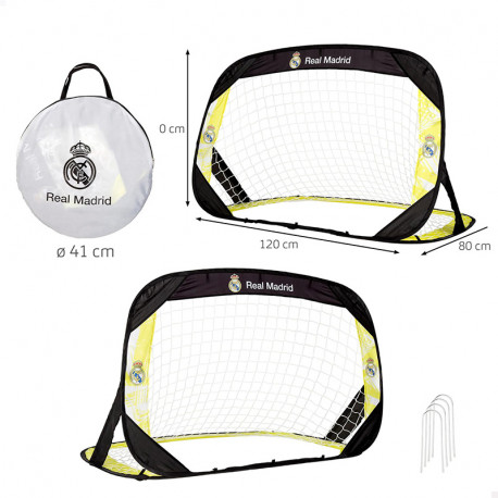 SET 2 PORTERIAS FUTBOL POP UP 120X80X80 CM  REAL MADRID     