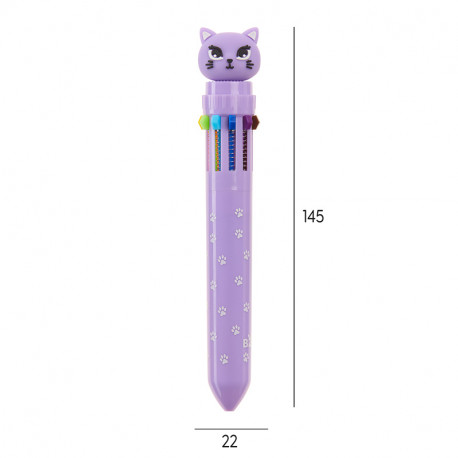 BOLIGRAFO 10 CLR. GATITA MALVA 