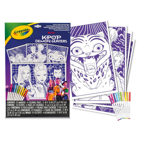 MAXI PAGINAS PARA COLOREAR EFECTO TERCIOPELO + 10 ROTULADORES K-POP DEMON HUNTERS