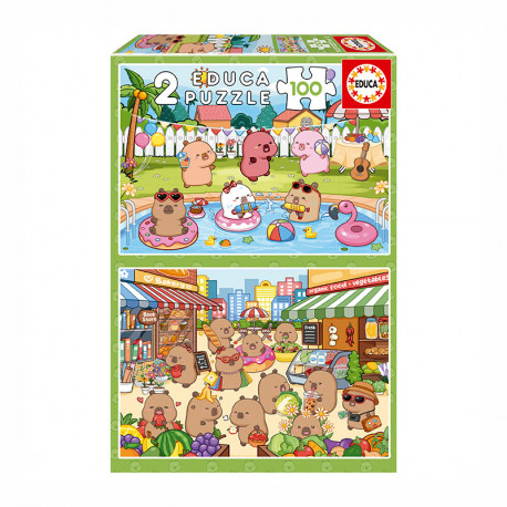 PUZZLE 2x100P CAPYBARAS CAPYFUN