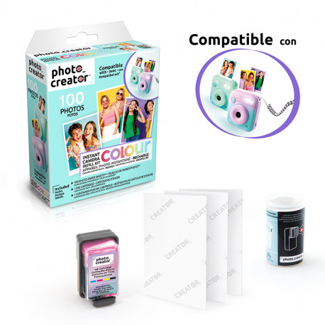 RECAMBIO KIT 100 FOTOS CAMARA INSTANTANEA COLOR