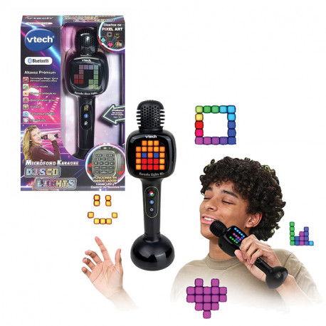 MICROFONO KARAOKE DISCO LIGHTS NEGRO