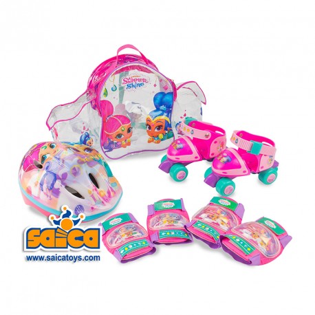 PATINES SHIMMER AND SHINE MOCHILA MINI ROLLER+CASCO Y PROTECCIONES