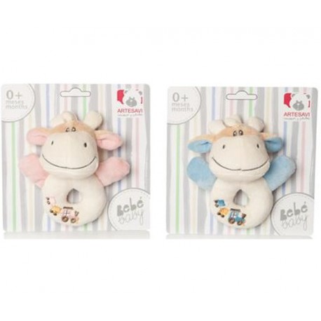 PELUCHE BABY SONAJERO CICULARI VACAS 12 CM.ROSA/AZUL