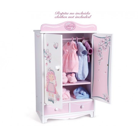 MARIA ARMARIO DE MADERA PERCHAS LEJA Y CAJONES